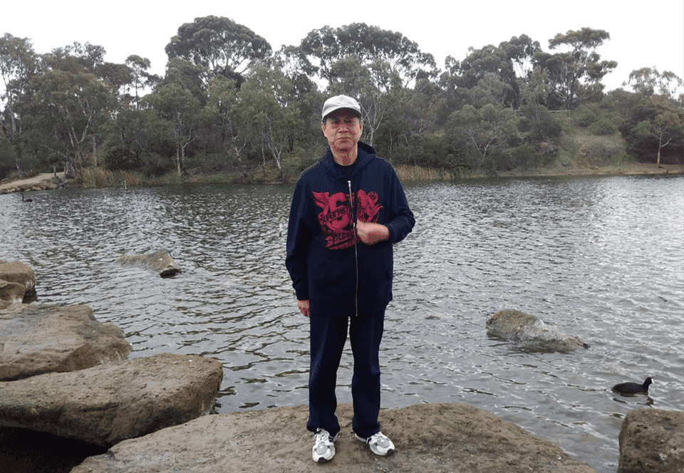 A man stands in nature