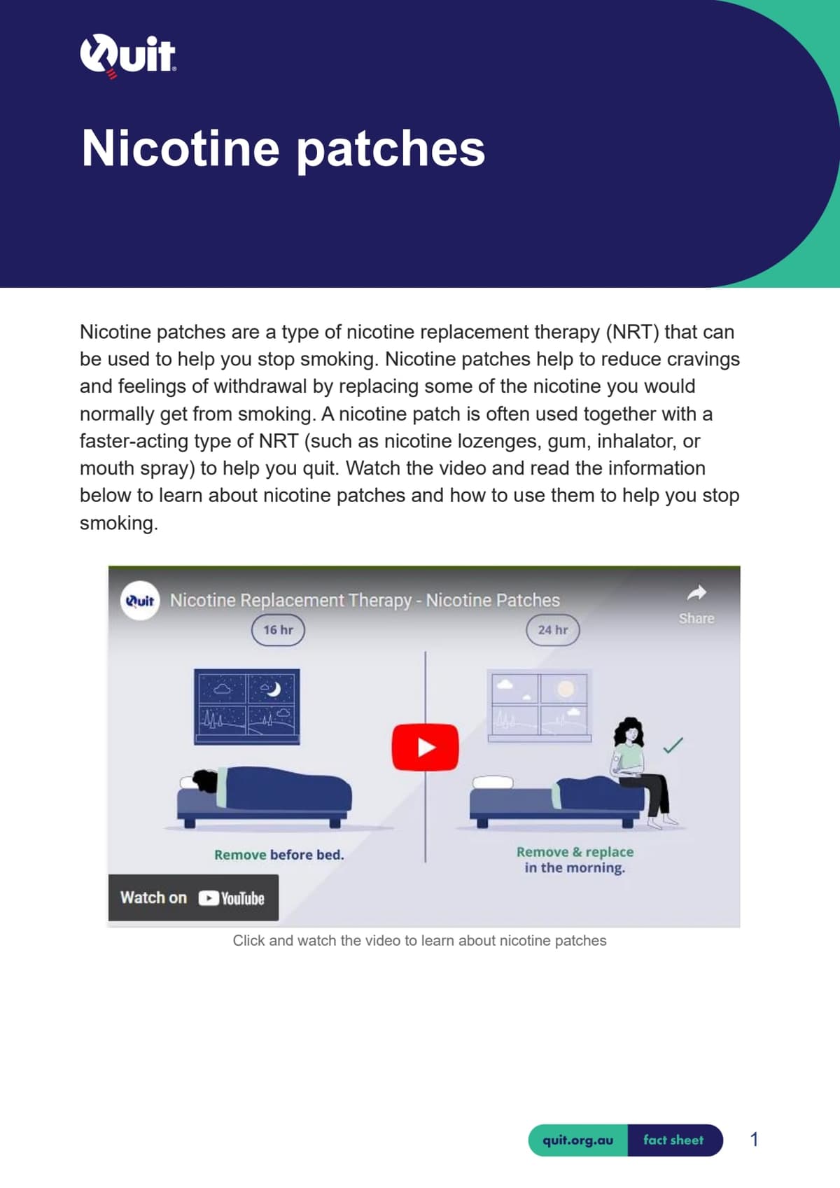 Product image for Nicotine patches fact sheet