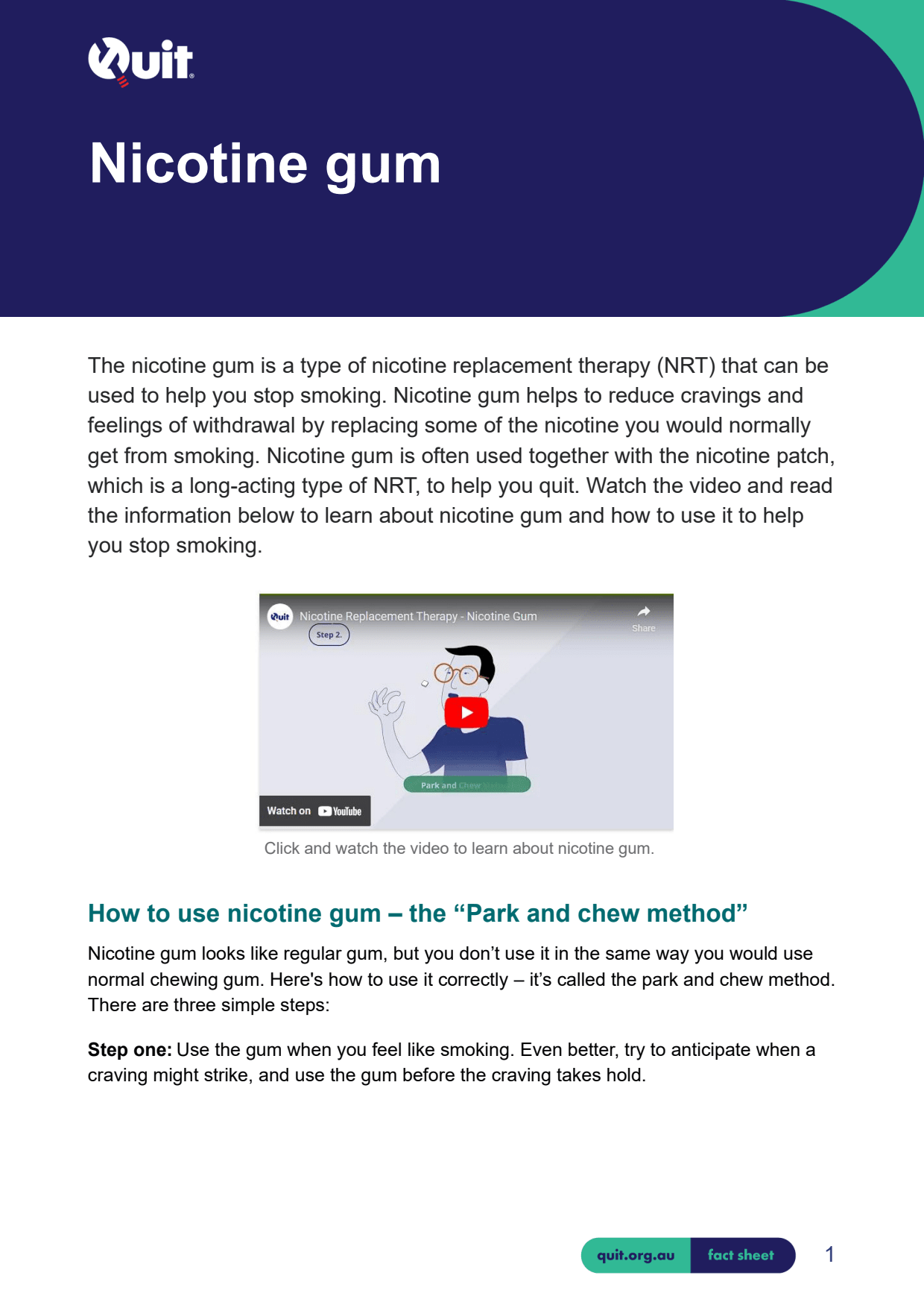 Product image for Nicotine gum fact sheet