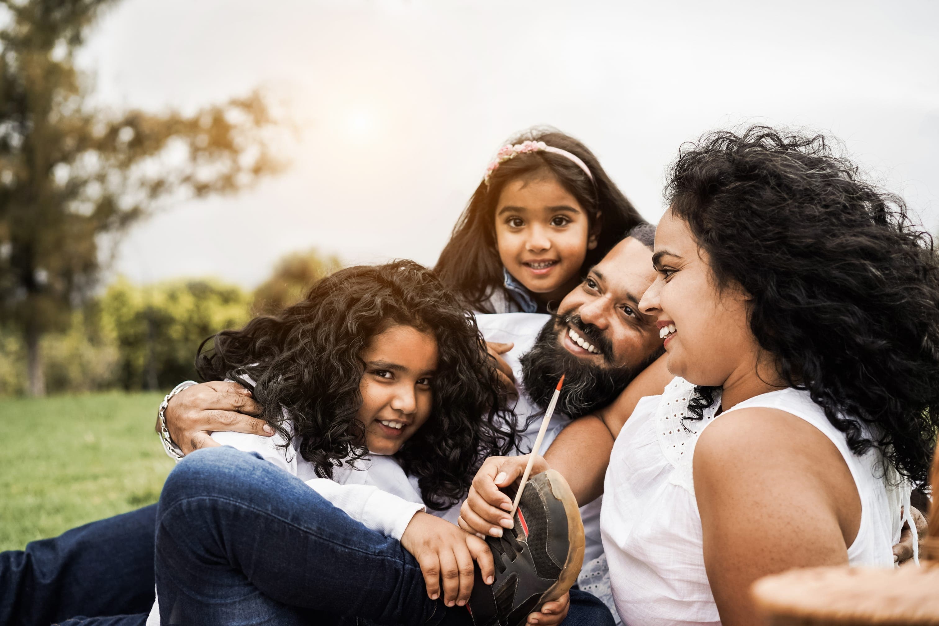 A family play in the park