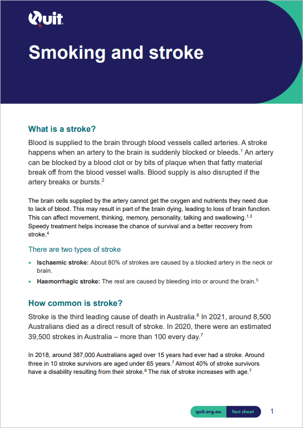 Product image for Smoking & stroke fact sheet