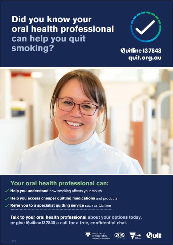 Product image for Did you know your oral health professional can help you quit smoking? (oral health professional)
