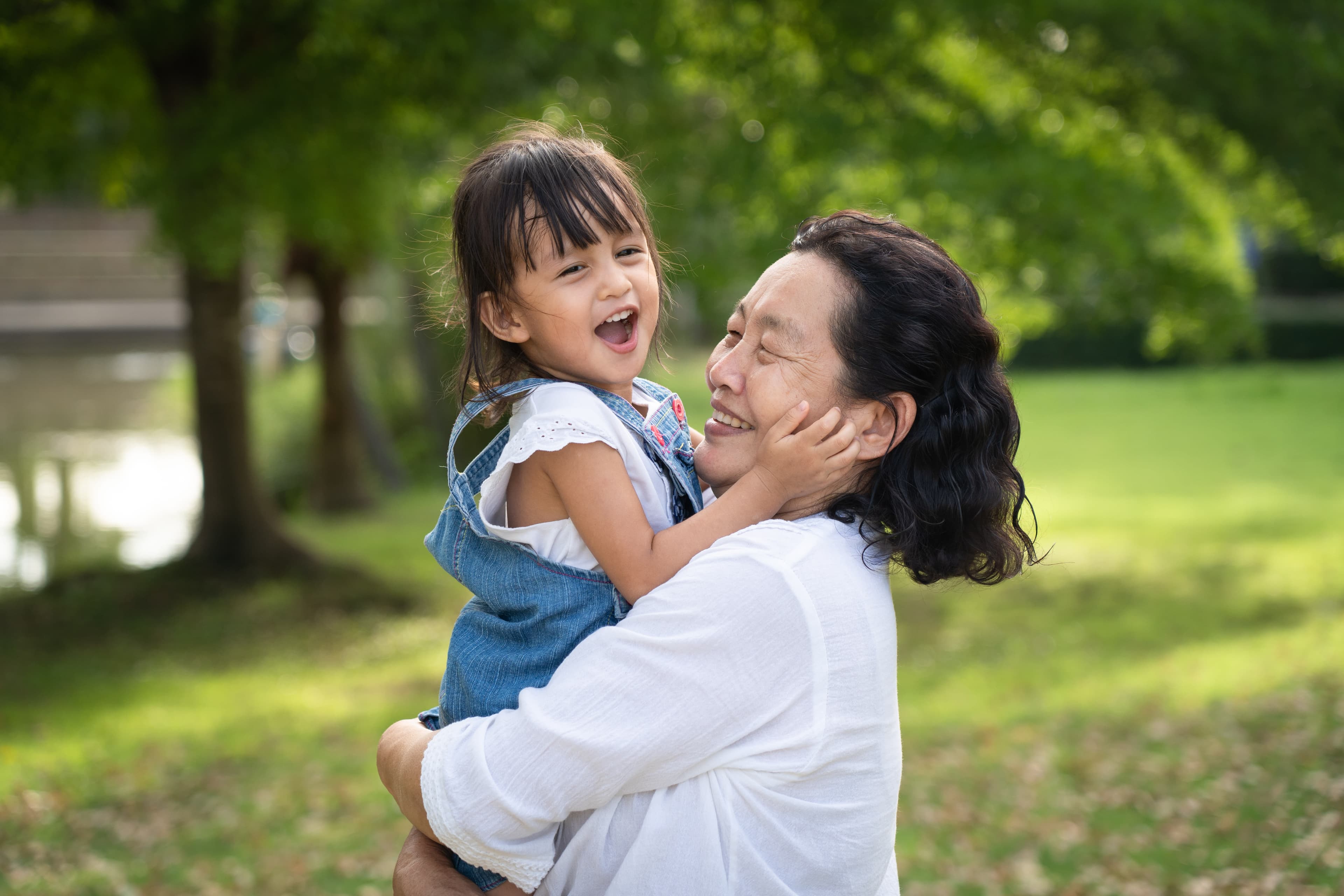 A Chinese mother hugs her child