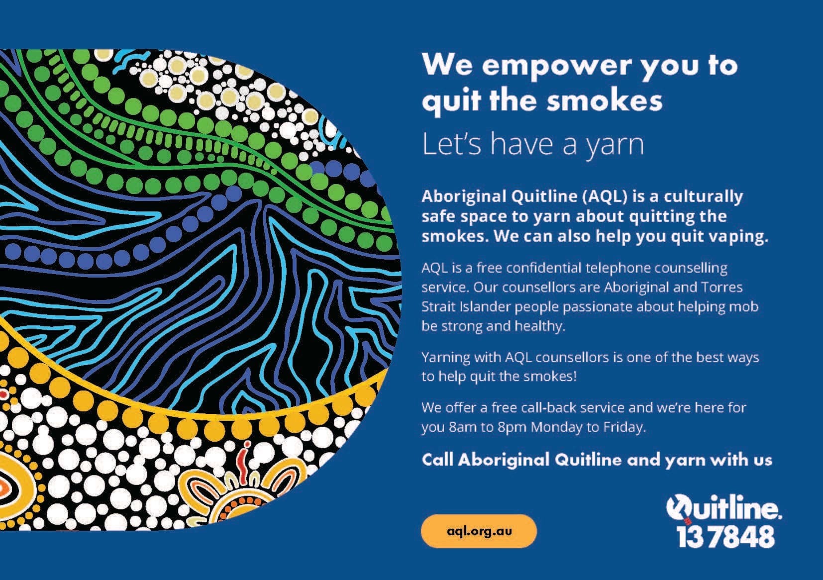 Product image for About Aboriginal Quitline postcard