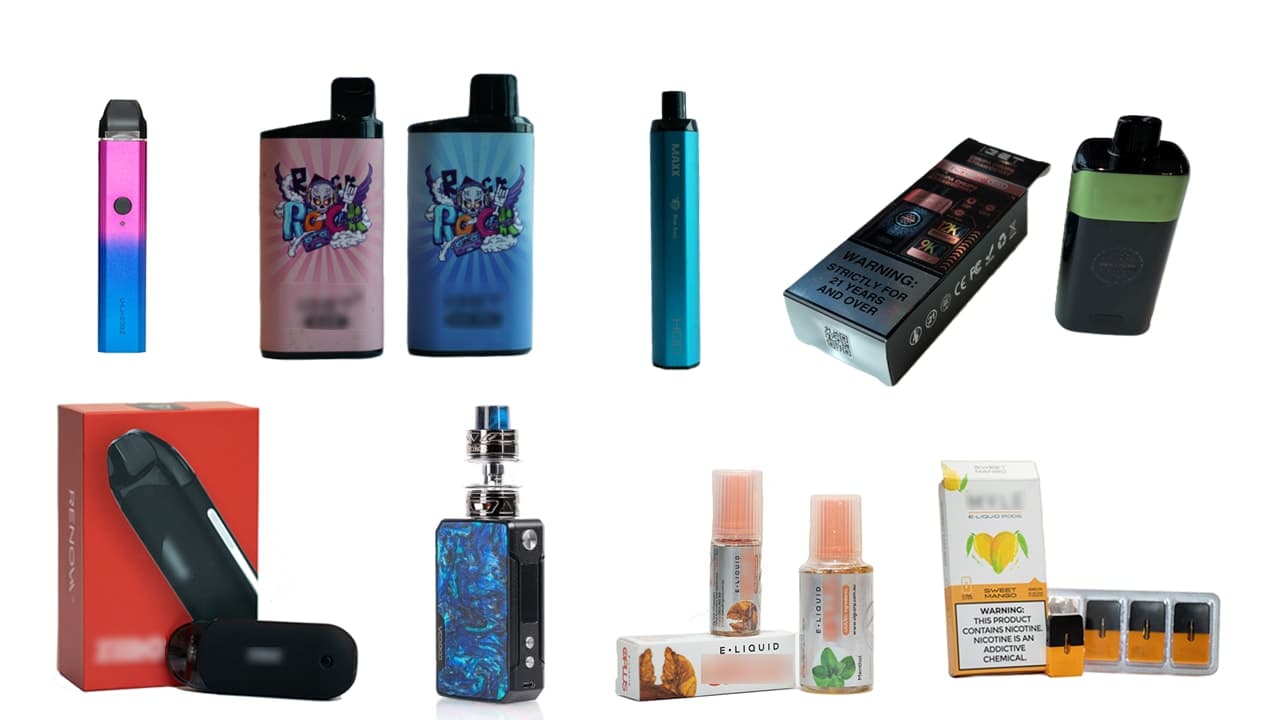 Seven different vape products