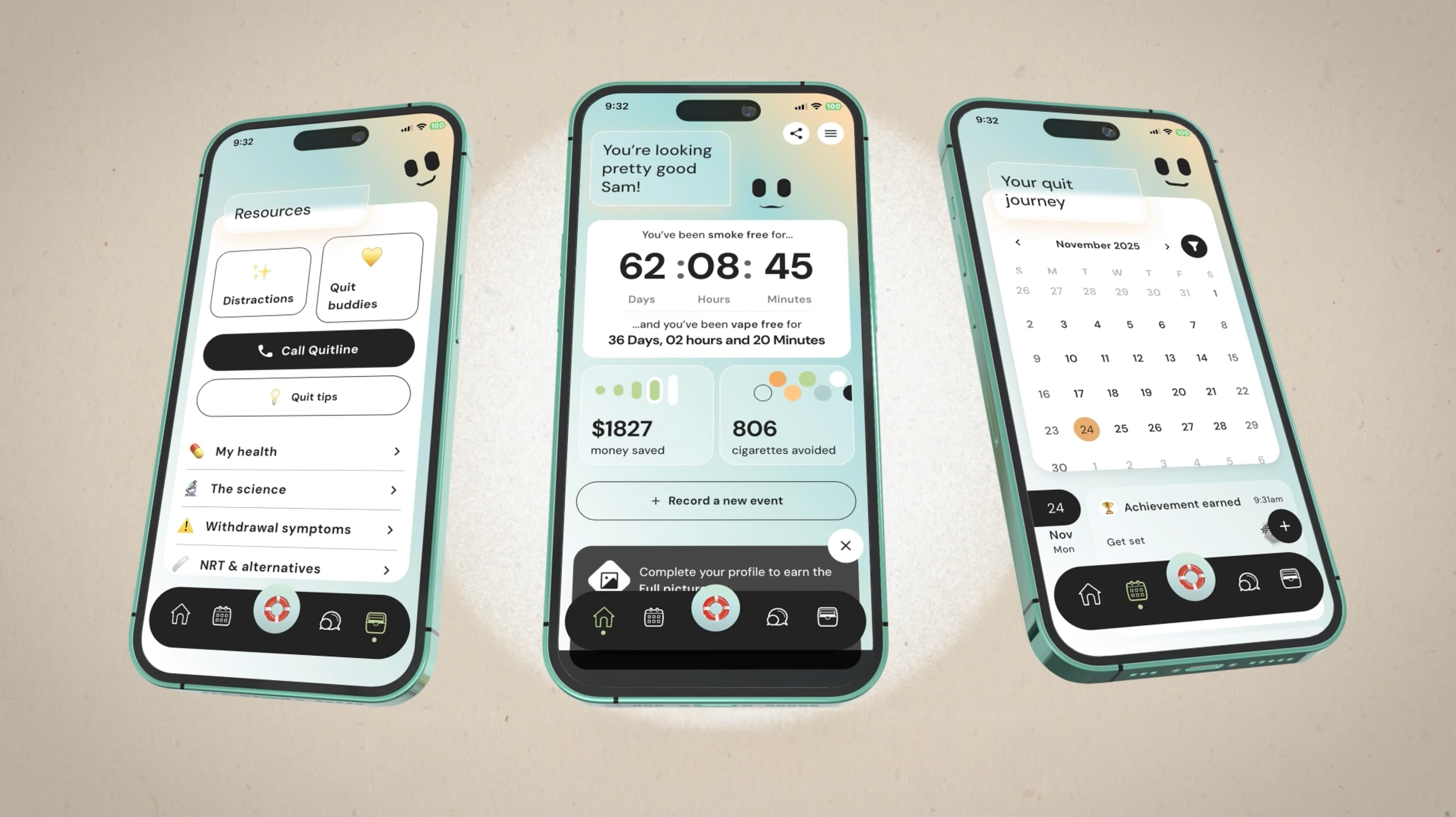 The My QuitBuddy App on display